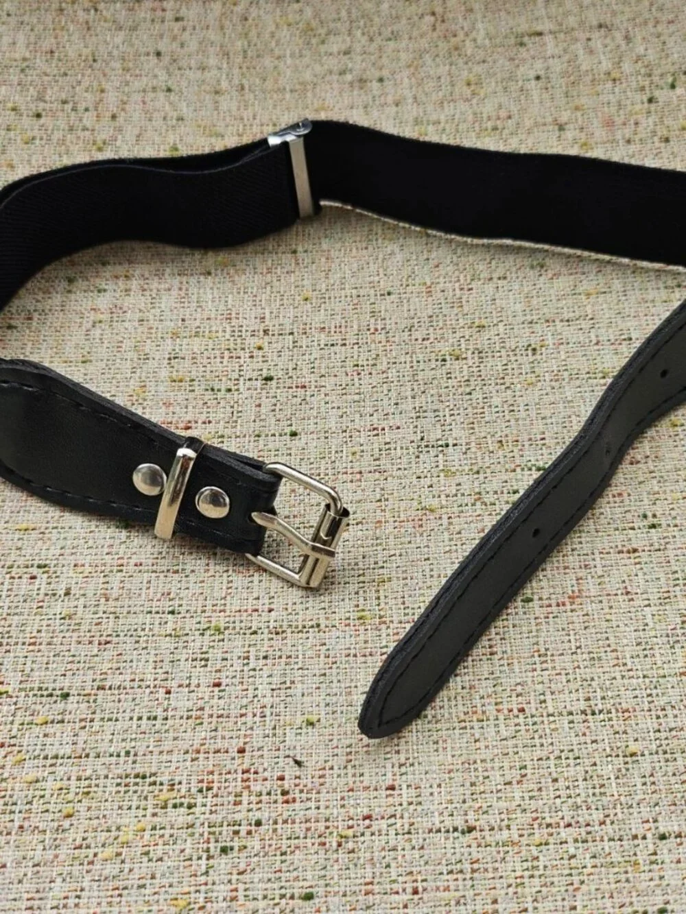 Dog Collar Faux Leather Vegan Black Tone Canvas/Leather Pet Collar Adjustable
